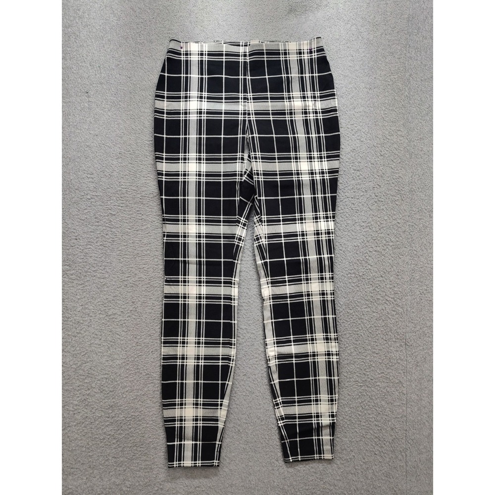 Maison Jules Women Ankle Pants S Black Plaid High Rise Stretch Skinny Casual